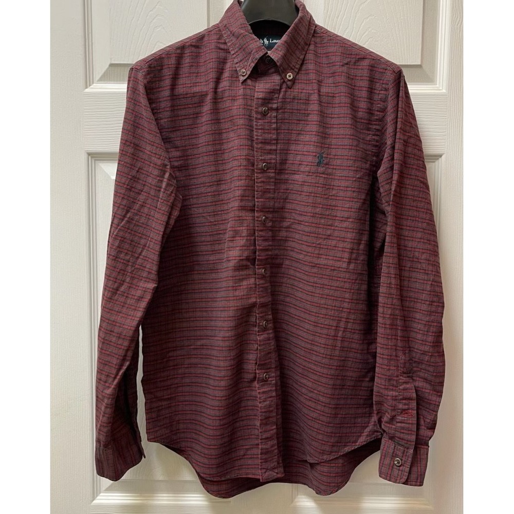Polo Ralph Lauren Men's Medium Plaid Long Sleeve Shirt Pony Preppy 100% Cotton